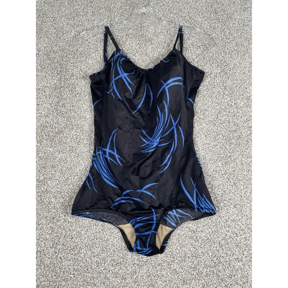 Maxine Of Hollywood Swimsuit‎ Swim Summer Blue One Piece Bodysuit Size 14 - Picture 1 of 8